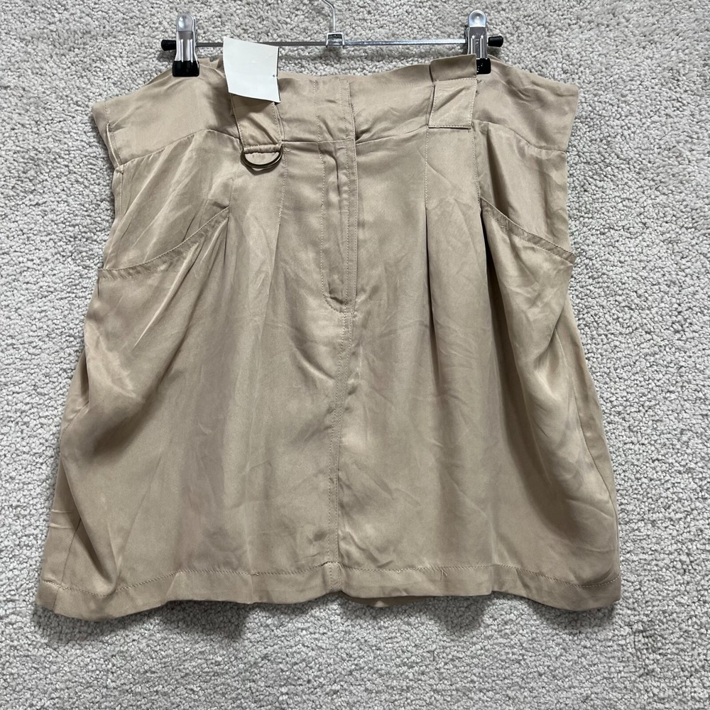Bebe Twill Skirt Women's Medium Khaki Beige A-line Mini Hook & Eye Cotton